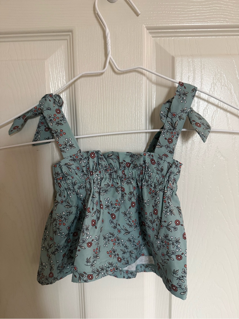 Girls' Floral Tie-Shoulder Tank Top - Light green